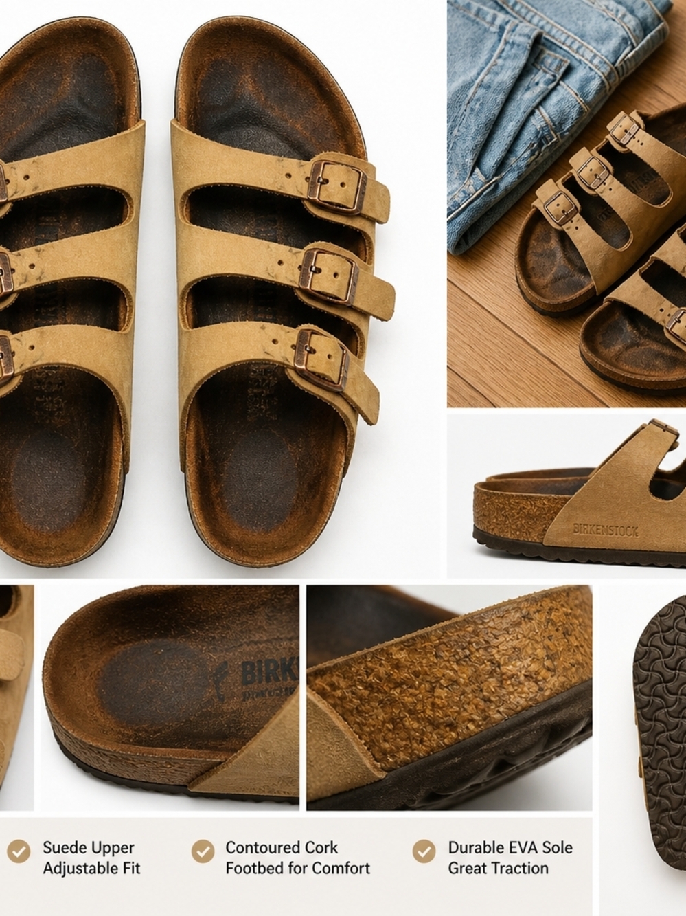 Birkenstock Tan Suede Upper Sandals- Size 39